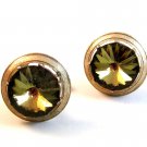 Vintage Gold Tone & Green Rhinestone Cufflinks Signed Dante