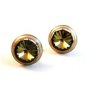 Vintage Gold Tone & Green Rhinestone Cufflinks Signed Dante