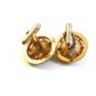 Vintage Gold Tone & Green Rhinestone Cufflinks Signed Dante