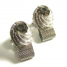 1970's Silvertone & Sparkley Rhinestone Wrap Around Cufflinks By Swank 100614