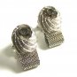 1970's Silvertone & Sparkley Rhinestone Wrap Around Cufflinks By Swank 100614