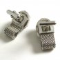 1970's Silvertone & Sparkley Rhinestone Wrap Around Cufflinks By Swank 100614