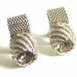 1970's Silvertone & Sparkley Rhinestone Wrap Around Cufflinks By Swank 100614