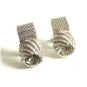 1970's Silvertone & Sparkley Rhinestone Wrap Around Cufflinks By Swank 100614