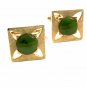 1970's True Vintage Jadite & Goldtone Cufflinks Unmarked 101614