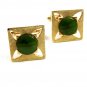 1970's True Vintage Jadite & Goldtone Cufflinks Unmarked 101614