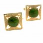 1970's True Vintage Jadite & Goldtone Cufflinks Unmarked 101614
