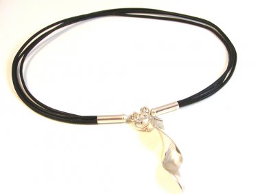 Sterling Silver Pendant & Leather 16" Necklace