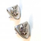 Vintage Silver Tone & Mother of Pearl Winged Mercury Cufflinks