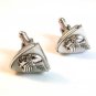 Vintage Silver Tone & Mother of Pearl Winged Mercury Cufflinks