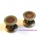 Victorian Silver Tone & Abalone Cufflinks / Shirt Studs