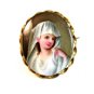 Vintage Hand Painted Porcelain Young Lady in White Brooch