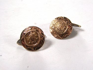 Vintage 2 Tone Sterling Silver Aztec Cufflinks Unbranded Made In Mexico 71315
