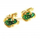 Goldtone & Green Frog Cufflinks 11062013