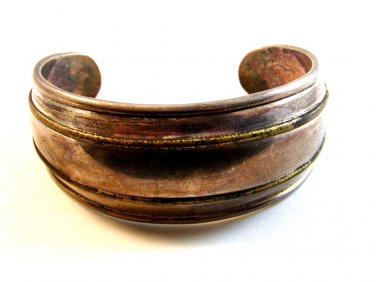 Vintage Taxco Sterling Silver 2 Tone Cuff Bracelet