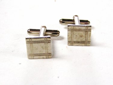 1950's Mid Century Modern Small Silvertone Cufflinks Unbranded 71515cc