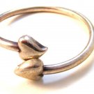 Vintage Sterling Silver Two 2 Hearts Bangle Bracelet