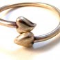 Vintage Sterling Silver Two 2 Hearts Bangle Bracelet
