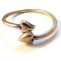 Vintage Sterling Silver Two 2 Hearts Bangle Bracelet
