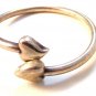 Vintage Sterling Silver Two 2 Hearts Bangle Bracelet