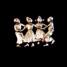 Vintage Lang Sterling Silver Dutch Boys & Girls Dancing Brooch