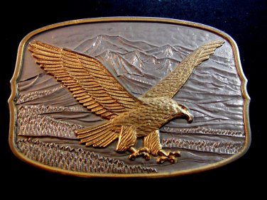 Vintage Silver & Gold Tone American Eagle Belt Buckle 487897988de