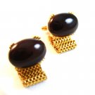 Vintage Gold Tone & Brown Wrap Around Cufflinks Signed Dante