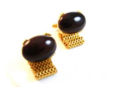Vintage Gold Tone & Brown Wrap Around Cufflinks Signed Dante