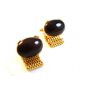 Vintage Gold Tone & Brown Wrap Around Cufflinks Signed Dante