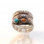 Navajo Native American Sterling Coral Turquoise Snake Ring Sz 9 1/2