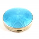 Art Deco Sterling Silver Baby Blue Initialed MWS ?? Guilloche Compact
