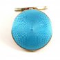 Art Deco Sterling Silver Baby Blue Initialed MWS ?? Guilloche Compact