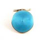 Art Deco Sterling Silver Baby Blue Initialed MWS ?? Guilloche Compact