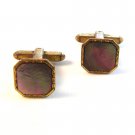 Vintage Gold Tone & Abalone Art Deco Cufflinks by Hickok