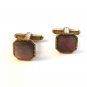 Vintage Gold Tone & Abalone Art Deco Cufflinks by Hickok
