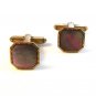Vintage Gold Tone & Abalone Art Deco Cufflinks by Hickok