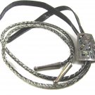 Taxco Sterling Silver Abalone Aztec Bolo with Leather Cord Signed Mexico 101714