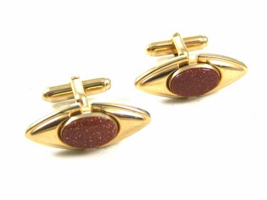 True Vintage 1950's - 1970's Goldtone Goldstone Cufflinks By ANSON 103114