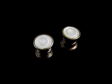 Art Deco Silvertone Mother of Pearl Cufflinks by SNAP LINK 102714s