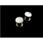 Art Deco Silvertone Mother of Pearl Cufflinks by SNAP LINK 102714s