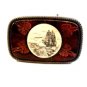 Vintage Schrimshaw Ship & Tooled Leather Belt Buckle