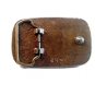 Vintage Schrimshaw Ship & Tooled Leather Belt Buckle