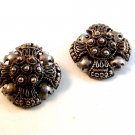 Vintage Signed Silver Clip On Earrings