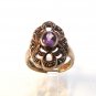 Vintage Edwardian Silver Amythest Marcisites Ring Sz 8
