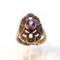 Vintage Edwardian Silver Amythest Marcisites Ring Sz 8