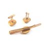 1930's - 50's Gold Tone Fly Fishing Hook Cufflinks & Tie Clasp by Krementz