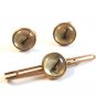 1930's - 50's Gold Tone Fly Fishing Hook Cufflinks & Tie Clasp by Krementz
