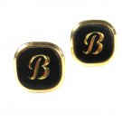 1960's - 70's Goldtone & Black Initial / Letter B Cufflinks by Swank 72215