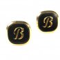 1960's - 70's Goldtone & Black Initial / Letter B Cufflinks by Swank 72215