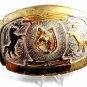 Mexican 2 Tone Horse Head In Horse Shoe Belt Buckle